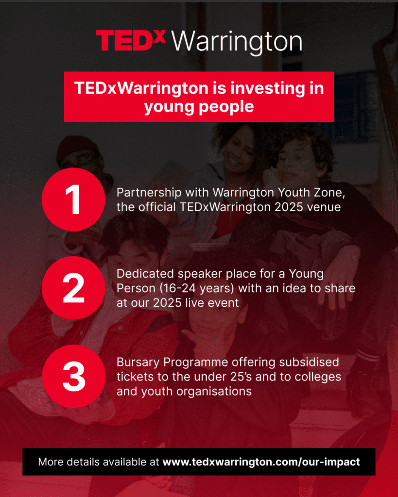 Black and red TEDx Warrington Youth Flyer.